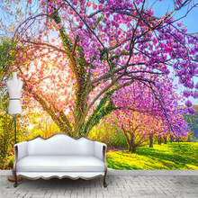 Custom Wall Mural Wallpaper Cherry Blossom Tree 3D Floral Wall Painting Paper Home Decor Living Room Bedroom TV Background Photo 2024 - buy cheap