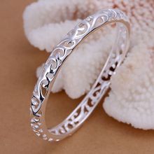 Free Shipping Fashion 925 Silver Closed hollow flower Bangle Bracelet for Women Jewelry Factory Price SMTB156 2024 - buy cheap