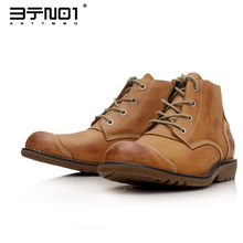 Hot!! Design retro sapatos de couro genuíno dos homens rendas acima do dedo do pé redondo botas de segurança de trabalho legal homem sapatos de moda tamanho 38-44 2024 - compre barato