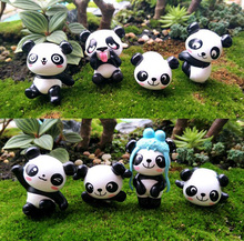 8pcs/lot Cute Panda Figurine Miniature Statue Decoration Mini fairy garden Cartoon Character animal resin craft 2024 - buy cheap