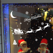 Рождественская декоративная наклейка съемные наклейки для окон Xmas Стекло наклейки на стену с Рождеством Снежинка наклейки с оленями домашний декор 2024 - купить недорого