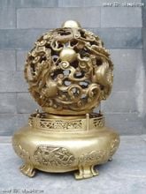 14" Chinese copper brass dragon phoenix geomantic omen stove Sculpture statue 2024 - buy cheap