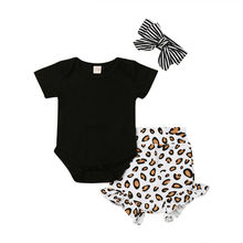 New 3PCS Newborn Kids Baby Girls Leopard print Clothes Romper Pants Headband Outfits 2024 - buy cheap