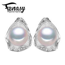 FENASY Natural Freshwater Pearl Earrings 925 Sterling Silver Stud earring Pearl jewelry bohemian fashion Earrings Shell Design 2024 - buy cheap