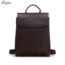 Luufan genuine leather backpack women leather laptop rucksack vintage crazy horse leather girl school backpacks Female daypack 2024 - buy cheap