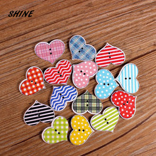 SHINE Wooden Sewing Buttons Scrapbooking Heart Mixed Two Holes Retro 25 x 18mm 50 PCs Costura Botones Decorate bottoni botoes 2024 - buy cheap