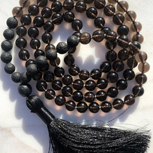 8mm Black Stone Knotted Japa Mala Necklace Men 108 Prayer Beads 8mm Lava & Smokey Q-uartz Mala Beads Necklace With Black Tassel 2024 - buy cheap
