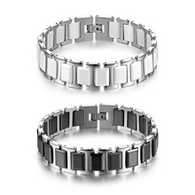 Boniskiss pulseiras masculinas de 16mm de largura, joia preta legal para homens, pulseira de cerâmica e aço inoxidável de alta qualidade 2024 - compre barato