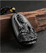 Patrón collar Santo negro obsidiana tallada Buda amuleto de la suerte colgante de collar para las mujeres los hombres colgantes de joyería 2024 - compra barato