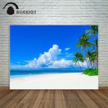 Фон для студийной фотосъемки Allenjoy с изображением пляжа Тропического Дерева облаков голубого неба песка 2024 - купить недорого