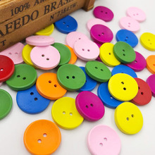 20 peças 25mm botões de madeira redondos coloridos 2 buracos acessórios de artesanato de costura wb541 2024 - compre barato