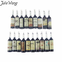 Julie Wang 10pcs Black Resin Wine Bottles Creative Charms Pendant Suspension Necklace Jewelry Making Earring Accessory 2024 - buy cheap