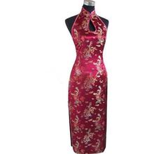 Сексуальное Красное традиционное китайское платье с открытой спиной, длинное Чонсам с лямкой на шее, новинка, капающий костюм S, M, L, XL, XXL, XXXL, WC025 2024 - купить недорого
