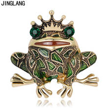 JINGLANG Retro Bronze Color Classic Metal Animal Brooches Pins Enamel Frog Brooches For Men Clothes Decoration Jewelry 2024 - buy cheap