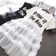 2020 New Summer Item Girl Fashion One Piece Tulle Dress  kids children dress Two Colors 2024 - buy cheap