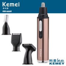 kemei 4 in 1 electric nose trimmer rechargeable women face care beard electric shaver for nose & ear men's ear nose hair cutter 2024 - buy cheap