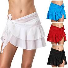 2019 hot sale sexy Bikini Cover Up solid See Through Short Beach Dress Swimwear Pareo Wrap Sarong Skirt Swimsuit Women Beachwear 2024 - buy cheap