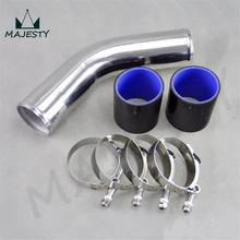 45 degree 60mm 2.36" Aluminum Turbo Intercooler Pipe Piping+silicon hose+T clamps BLACK 2024 - buy cheap