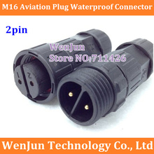 Novo M16-2pin 2 núcleo aviação plug tipo de soldagem 2p conector à prova dfemale água fêmea + macho cabo conector 2024 - compre barato