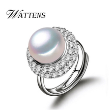 WATTENS 100% Natural freshwater pearl ring  cultured genuine Real Pearl Rings For Women Wedding Ring pearl 10-11mm,gift box 2024 - buy cheap