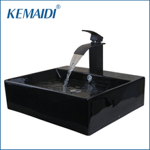 KEMAIDI Bathroom Ceramic ORB Sink Washbasin Ceramic Waterfall Small Basin Tap Lavatory Bath Combine Brass Set Tap Mixer Faucet 2024 - buy cheap