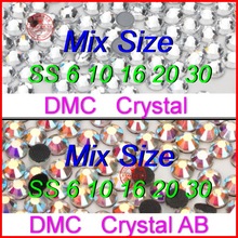 Top Quality ! SS 6 10 16 20 30 1000pcs/bag Mixed Size Crystal AB Shine Color DMC Hot Fix Rhinestone iron on Stones Women Clothes 2024 - buy cheap