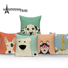 Animal lance travesseiro honme sofá almofadas ao ar livre personalizado de alta qualidade linho lance almofadas bull terrier capa de almofada decorativa 2024 - compre barato