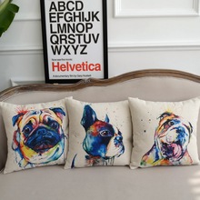 French Bulldog Gift Oil Painting Pet Dogs Printed Cushion Decorative Pillows Lovely Animal Home Decor Sofa Throw Pillow 17*17in 2024 - buy cheap