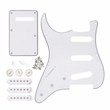 Set of White Left Handed Guitar Pickguard SSS ST 11 Hole Scratch Plate Back Plate Pickup Covers 2T1V Knobs Switch Tips 2024 - buy cheap