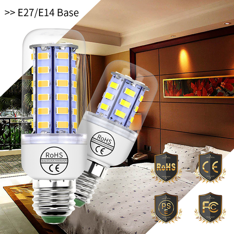 E27 Led Corn Lamp E14 LED Light Bulb GU10 Candle Lamp 220V SMD5730 Bombillas 24 36 48 56 69 72leds Lights For Indoor Home 240V 2022 - buy cheap