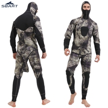 Sbart-novo mergulho masculino com lança elástica de 5mm, roupa de mergulho, pesca, mergulho, snorkeling, moletom de inverno, quente, duas peças, terno com chapéu 2024 - compre barato