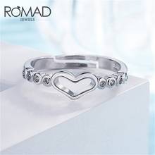 ROMAD Rings Hollow Cubic Zirconia Crystals Love Heart Silver Color Charm Finger Women Ring Gift Rings for Women bague femme R50 2024 - buy cheap