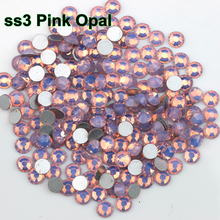 Ss3 (1,3-1,5 мм) розовый опал Стразы без горячей фиксации, 1440 шт./лот, плоская задняя часть для дизайна ногтей Клей на кристаллах 2024 - купить недорого
