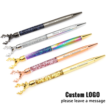 10pcs Metal Reindeer Ballpoint Pen Custom Logo Signature Pen Christmas Gift Pen For Kid Personnalis Gel Pens Student Stationery 2024 - buy cheap