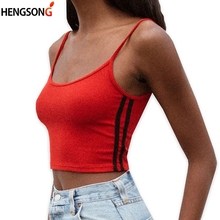 Crop Top Feminino Sexy Listrado Com lado, Top Striped Casual alça Espaguete Fashion 2024 - compre barato