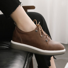 famous brand design lace-up quality leather shoes autumn new derby shoes lady cross-tied oxford shoes woman bullock shoes 2024 - buy cheap
