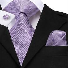 Hi-Tie новые шелковые галстуки на шею для мужчин Свадебный галстук 8,5 см галстуки в клетку жаккардовый мужской галстук Gravata Dreaming фиолетовый галстук SN-3218 2024 - купить недорого