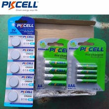 PKCELL 4Pcs/card NIMH AA 2200mAh+ 4Pcs/card NI-MH AAA 850mAh 1.2V Rechargeable Battery Batteries Baterias (5pcs CR2032 Free) 2024 - buy cheap