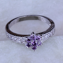 Love Monologue Exquisite Stackable Ring Minimalist Purple Crystal & Cubic Zirconia Silver Color Flower Small Rings J0223 2024 - buy cheap