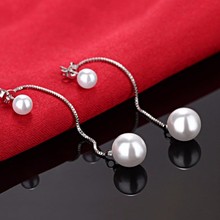 Pendientes de perlas para mujer, joyas románticas de Plata de Ley 925, pendientes largos de borla para boda 2024 - compra barato