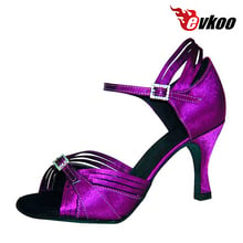 Evkoodance Brand Shoes Professional Size US 4-12 Dancing Satin Latin Purple 7cm Heel Height Dance Shoes For Women Evkoo-051 2024 - buy cheap