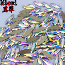 Micui 50pcs 3*11mm Horse Eye AB Clear Glass Crystal Flat Back Rhinestones Glue On Non Hotfix 3D Nail Art Decoration ZZ15C 2024 - buy cheap