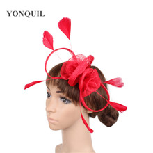 Sinamay Fascinator Headwear High Quality Wedding Hair Combs Party or Cocktail Headpiece Bridal Hair Accessory 21 Colors Avaliabe 2022 - buy cheap