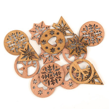 Wooden Christmas Tree Snowflake Deer Heart Pattern Scrapbooking Craft Handmade Accessory Home Decoration DIY 30mm 10pcs 2024 - buy cheap