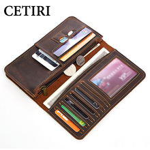 CETIRI High Quality Men's Genuine Leather Wallet Vintage Long Male Wallets Zipper Poucht Male Purse Money Bag Portomonee 2024 - buy cheap