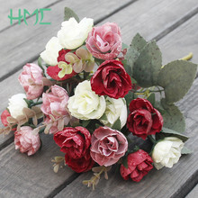 High Quality 21 Heads/Bouquet Silk Rose European Style Artificial Flower Bouquet Fake Flowers For Wedding Home Party Decoration 2024 - buy cheap