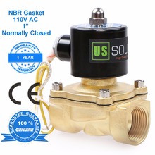 U.S. Solid 1" Brass Electric Solenoid Valve 110V AC for Air Water Oil, CE certified, Normally Closed 2024 - buy cheap