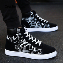 Cresfimix zapatos hombre male fashion new stylish black pattern high shoes men cool spring & autumn comfy lace up shoes a2098 2024 - buy cheap