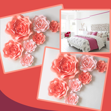 Fondo de flores artificiales para decoración de dormitorio, telón de fondo de flores de papel gigante, rosa de 6 uds para decoración de fiesta de boda 2024 - compra barato