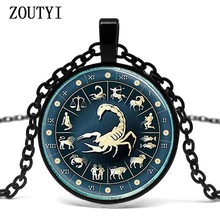 2018/ hot sale, glass dome necklace Scorpio Zodiac men's constellation necklace. 2024 - buy cheap